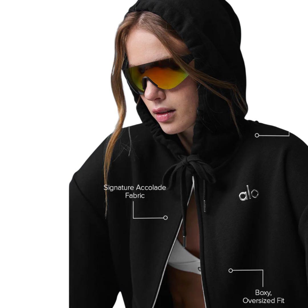 残り1枚　alo yoga アコレード フルジップ パーカー ブラック　Sサイズ