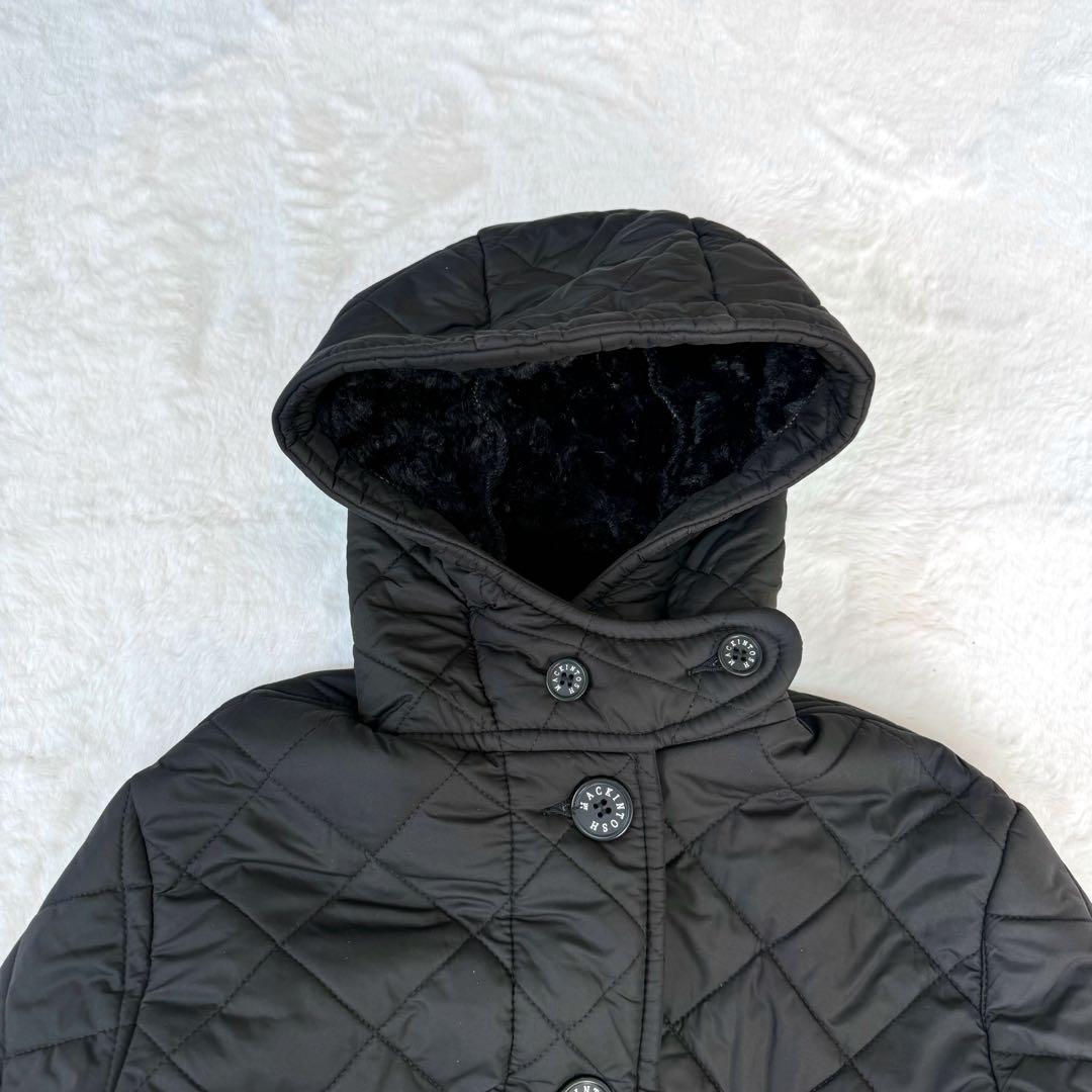 美品✨マッキントッシュ　ボアキルティング フーデッドコート英国製　ブラック　36
