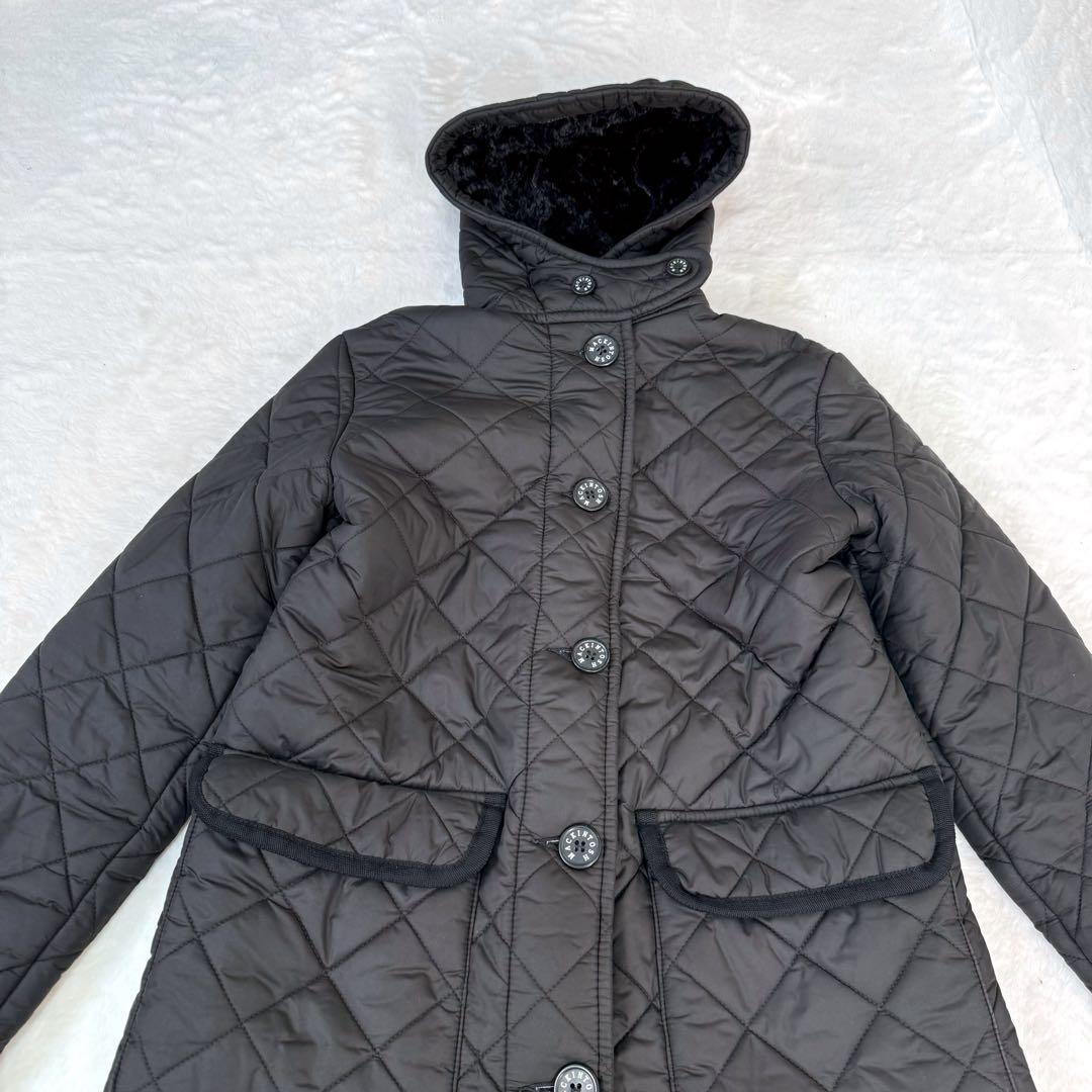 美品✨マッキントッシュ　ボアキルティング フーデッドコート英国製　ブラック　36