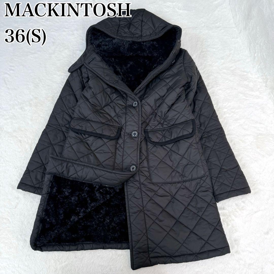 美品✨マッキントッシュ　ボアキルティング フーデッドコート英国製　ブラック　36