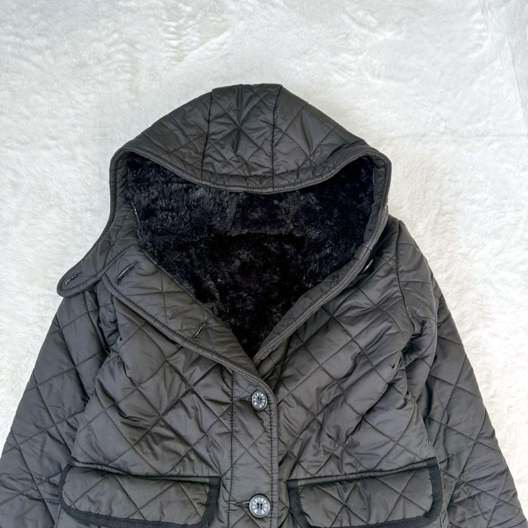 美品✨マッキントッシュ　ボアキルティング フーデッドコート英国製　ブラック　36