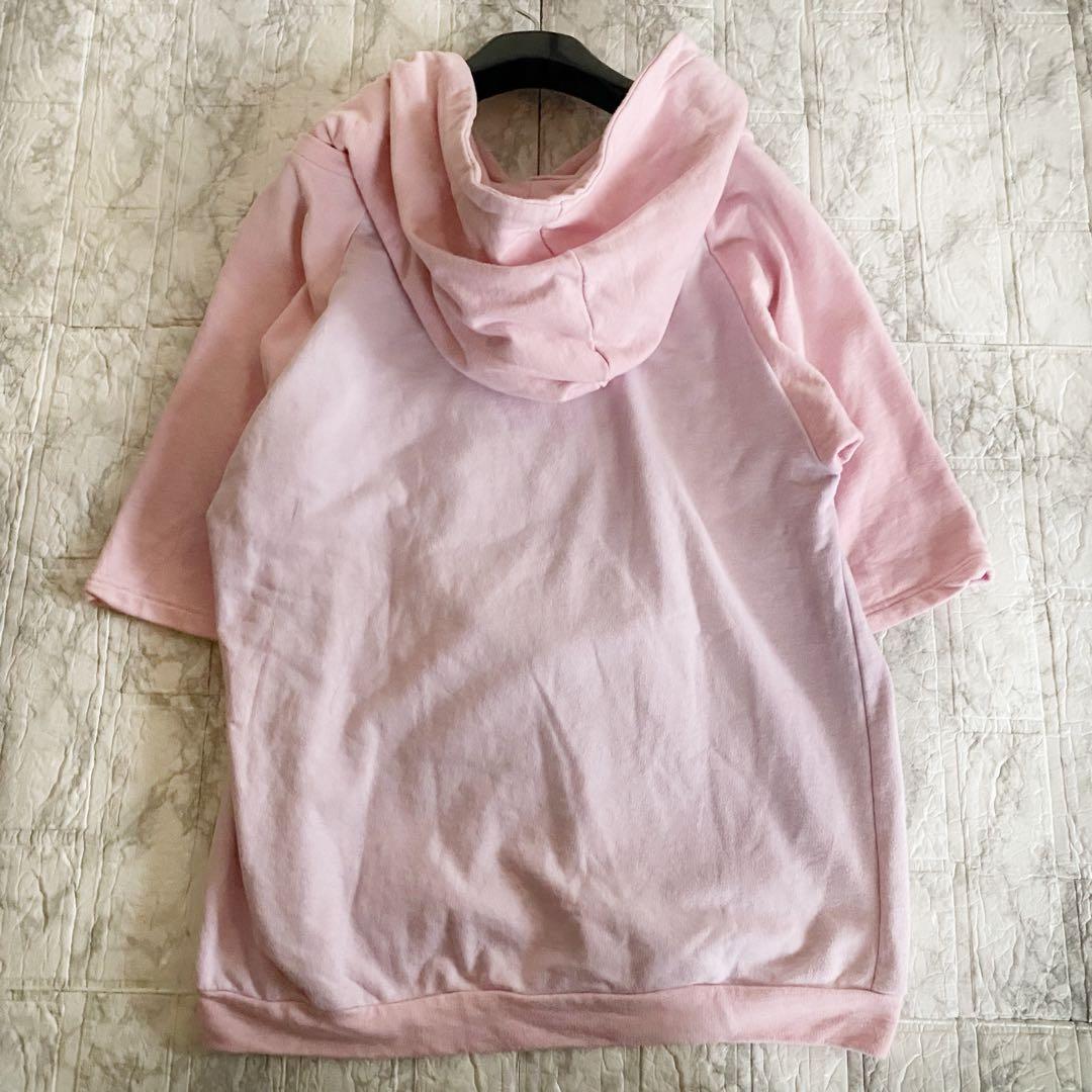 希少　ミルクリーム　パーカー　フーディー　クマ　熊　ピンク　ワッペン　ゆめかわ