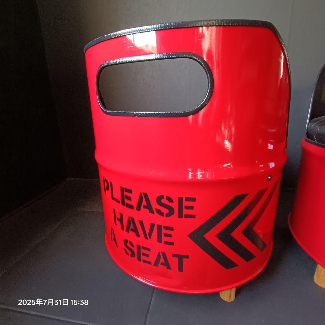ドラム缶remakeアートチェア！レッドNo.2