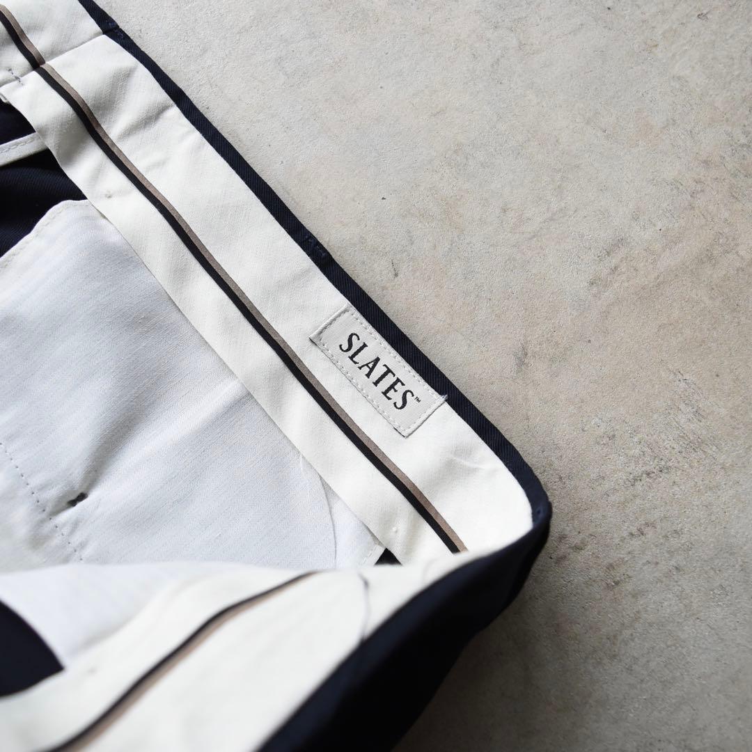 90s SLATES スレイツ ツータックスラックス ネイビー W38 L30