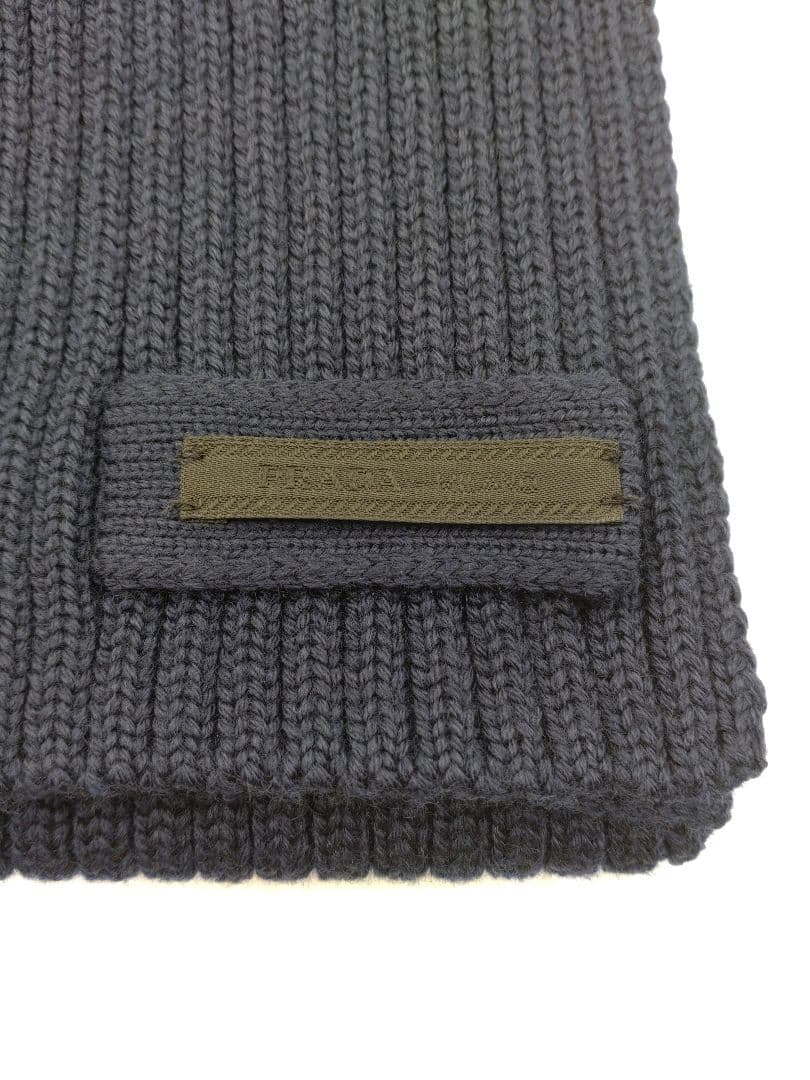 【新品】リブ編み　ウールマフラー　プラダ ネイビー