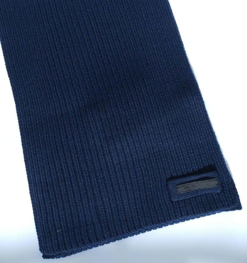 【新品】リブ編み　ウールマフラー　プラダ ネイビー
