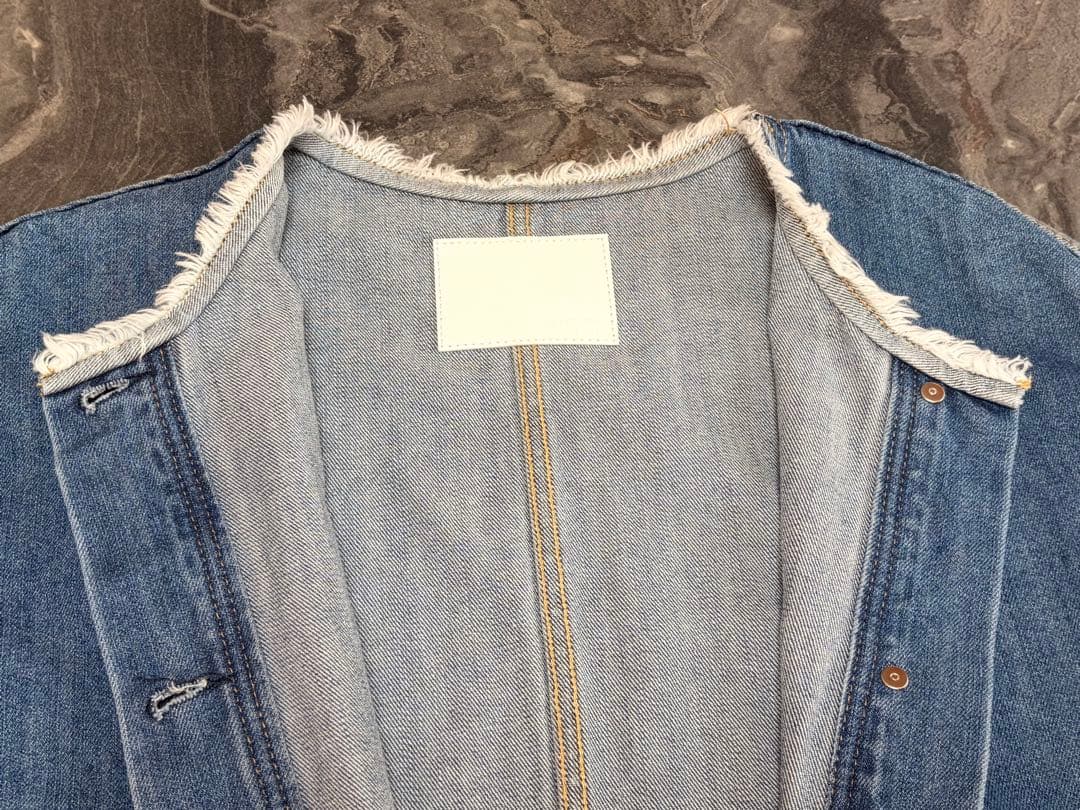 SHIPS any ノーカラーデニムブルゾン