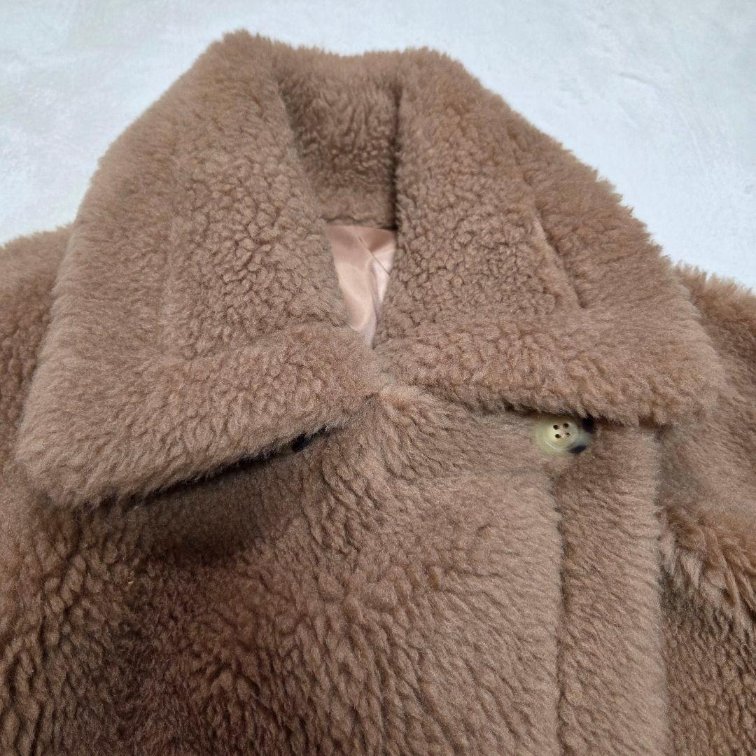 [極美品]ボアポンチョ テディベア アルパカ混 シルク混 ミルキーブラウン