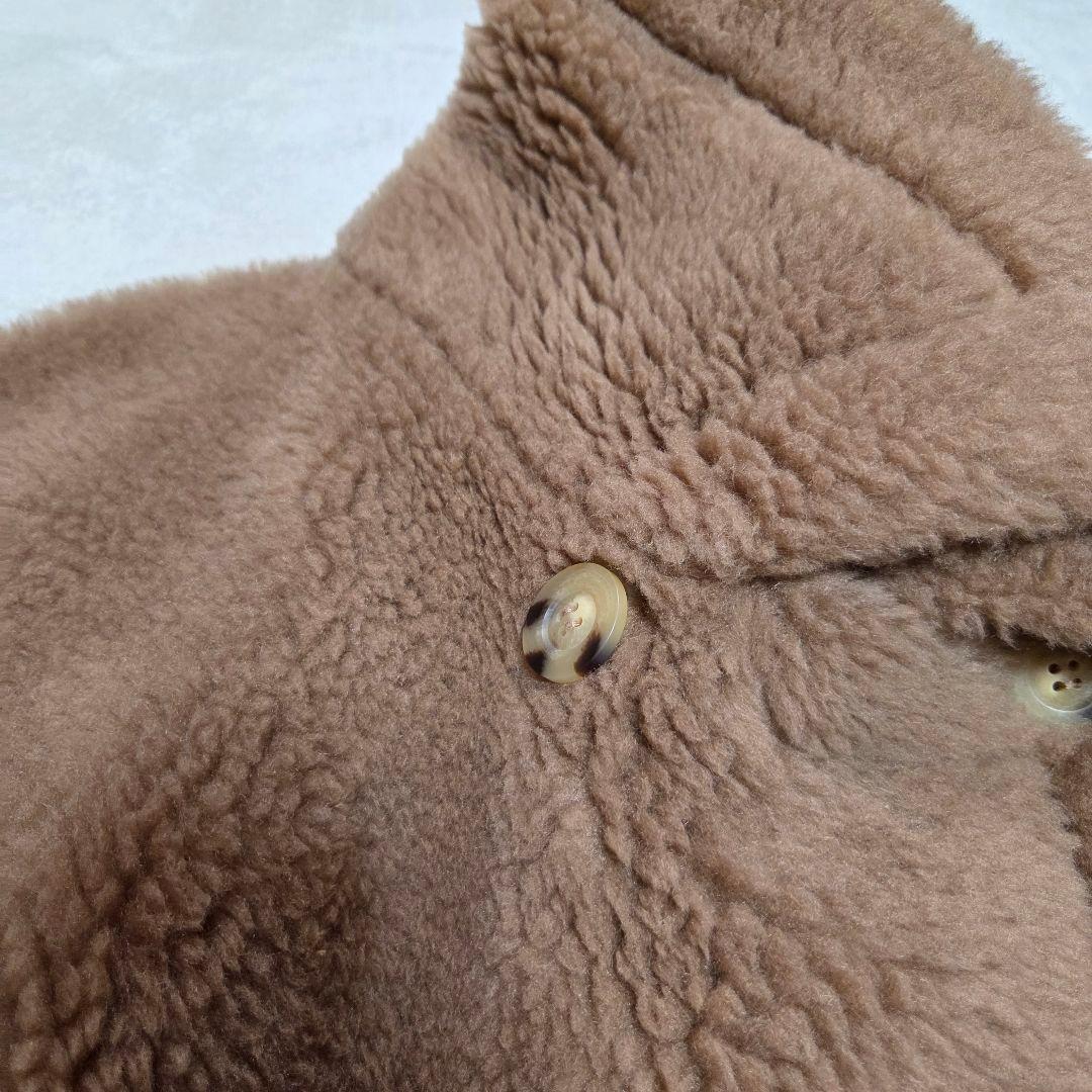 [極美品]ボアポンチョ テディベア アルパカ混 シルク混 ミルキーブラウン
