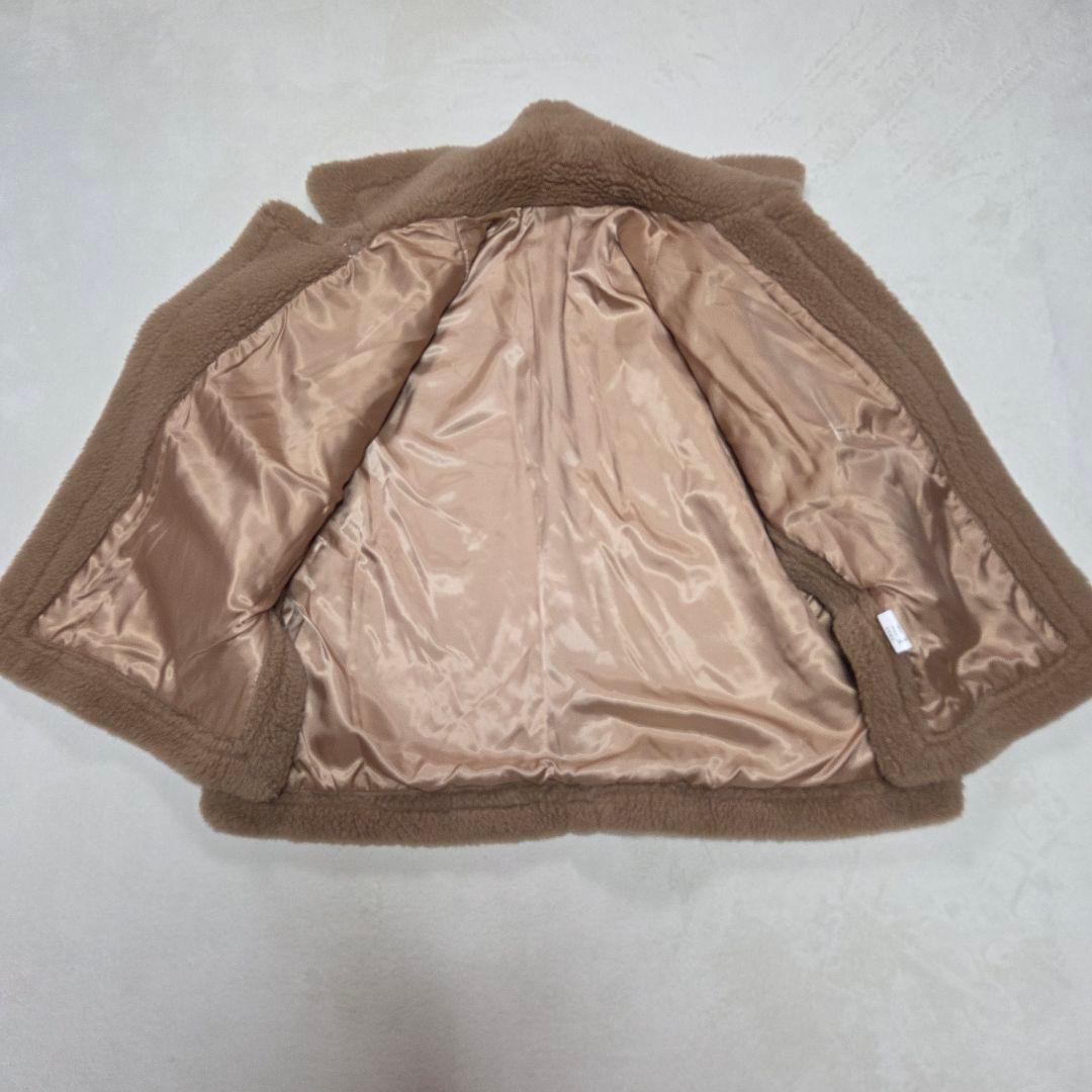 [極美品]ボアポンチョ テディベア アルパカ混 シルク混 ミルキーブラウン