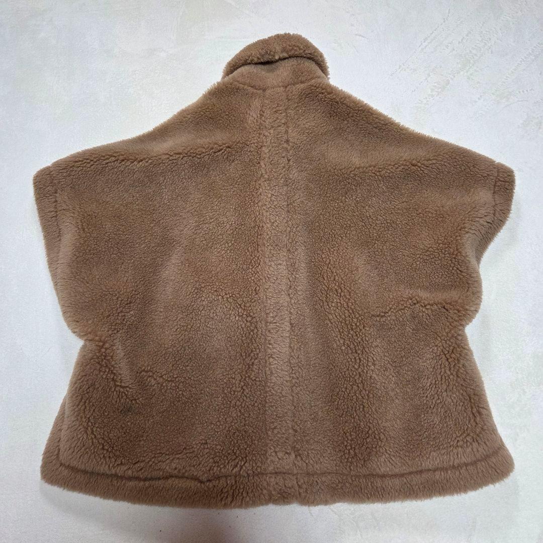 [極美品]ボアポンチョ テディベア アルパカ混 シルク混 ミルキーブラウン