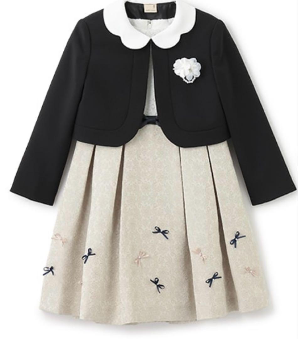 petit main ジャガードリボンOP＋衿つきJKセット　入学式　120