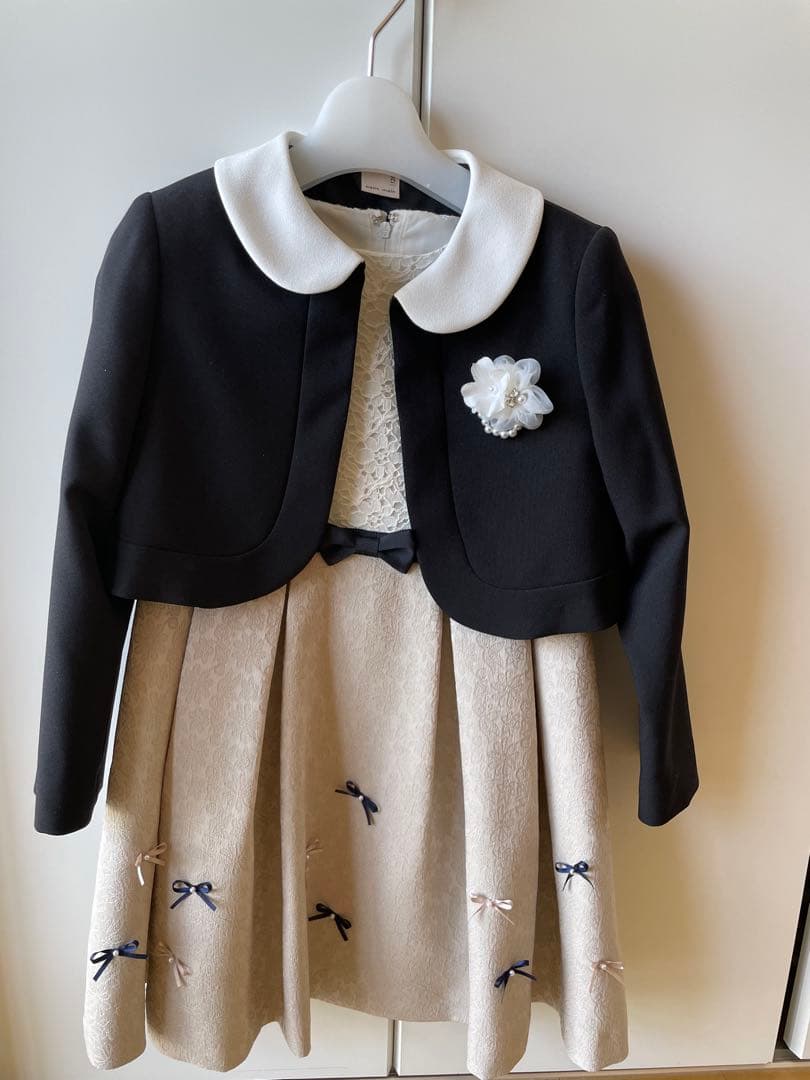 petit main ジャガードリボンOP＋衿つきJKセット　入学式　120