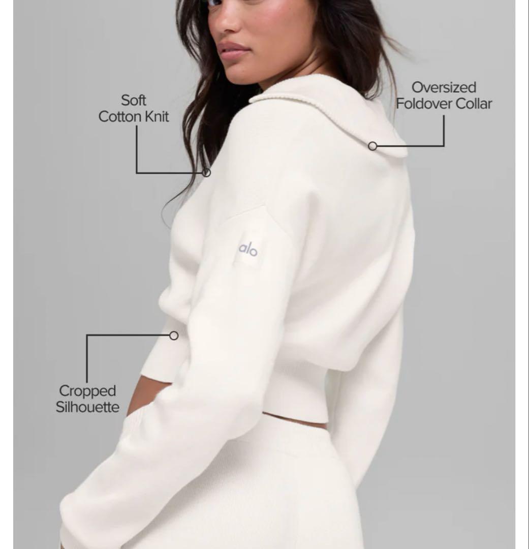 【正規品】alo Scholar Knit クロップド フルジップジャケット