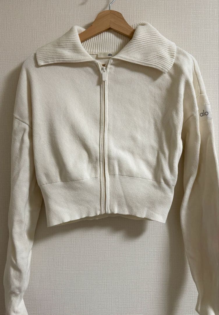 【正規品】alo Scholar Knit クロップド フルジップジャケット