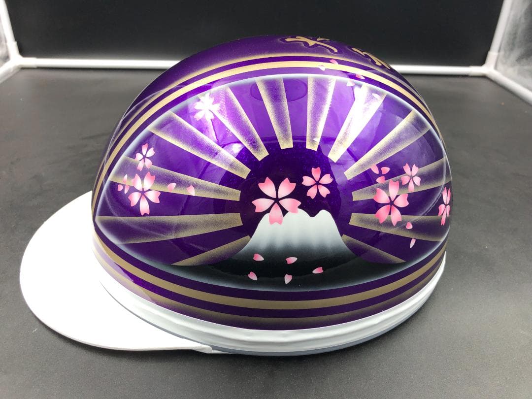 コルク半　カスタム　富士日章　三つボタン　パープルゴールド　ラメ　ぼかし　桜