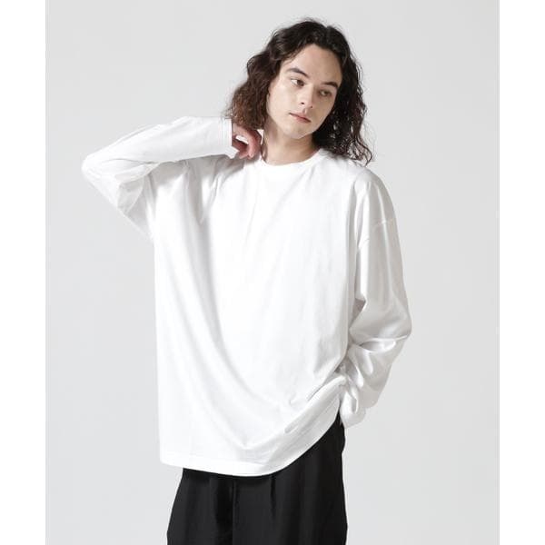 ATON SUVIN60/2 OVERSIZED L/S T-SHIRT 白