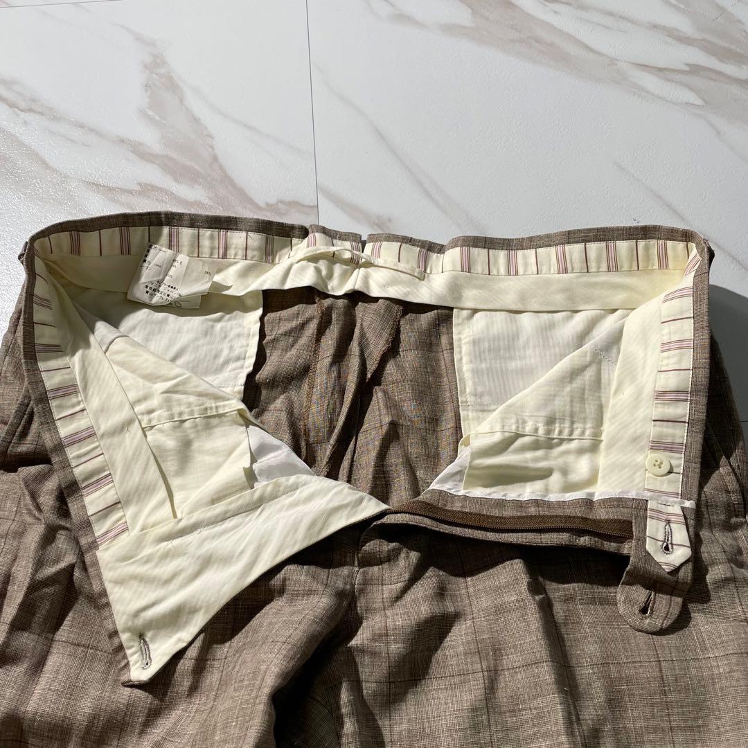 極美品✨ エルメネジルドゼニア スーツ セットアップ チェック柄 リネン×シルク