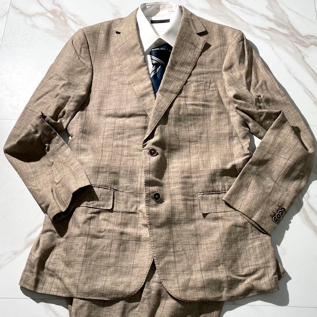極美品✨ エルメネジルドゼニア スーツ セットアップ チェック柄 リネン×シルク