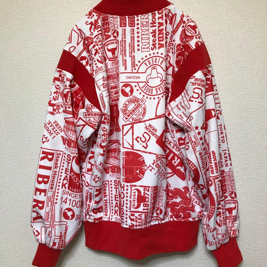 人気アイテム【リベラ】スタジャン/総柄/ジャケット/ホワイト/レッド