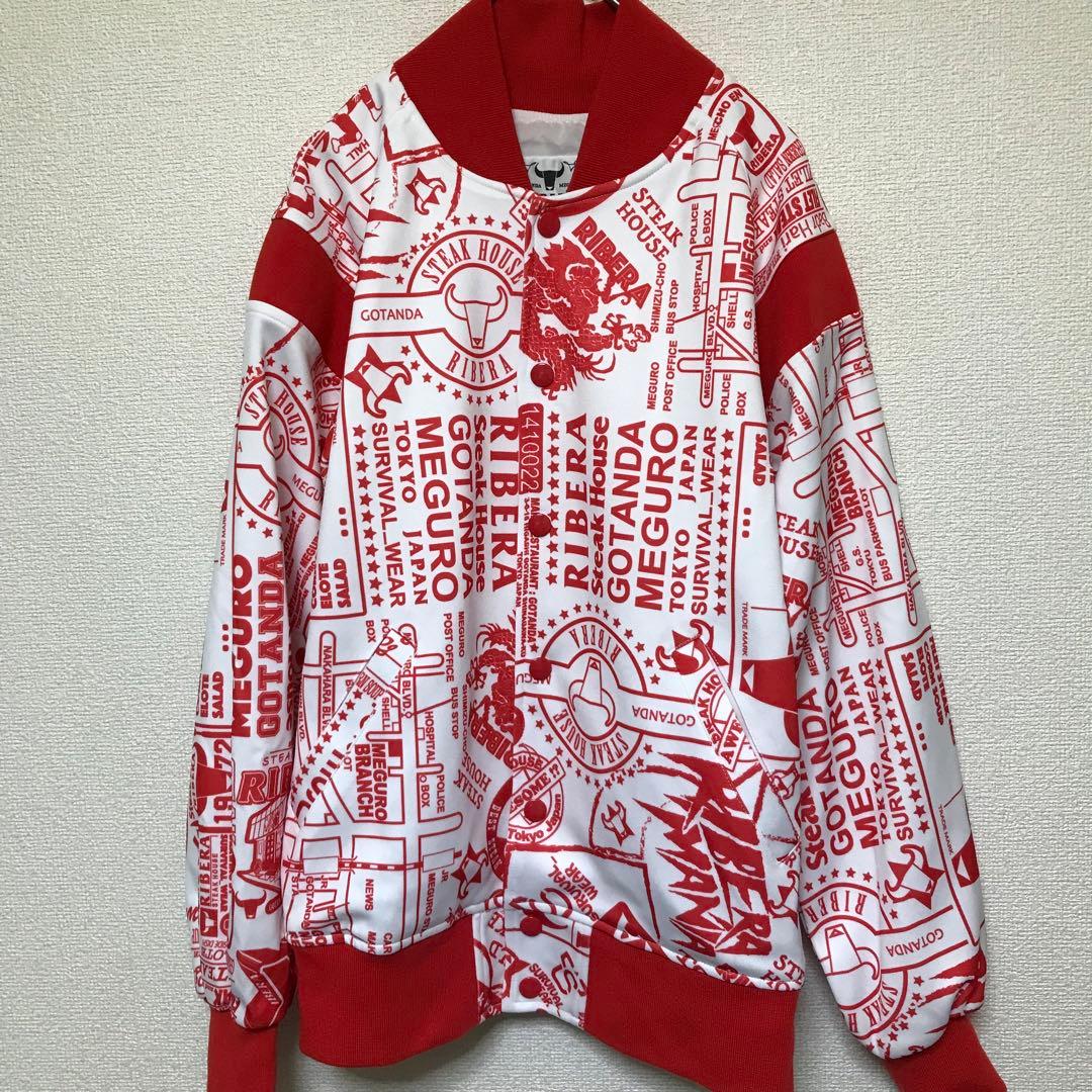 人気アイテム【リベラ】スタジャン/総柄/ジャケット/ホワイト/レッド