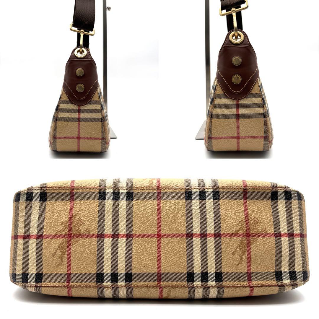 美品 バーバリー ワンショルダー ノバチェック シャドーホース PVC レザー