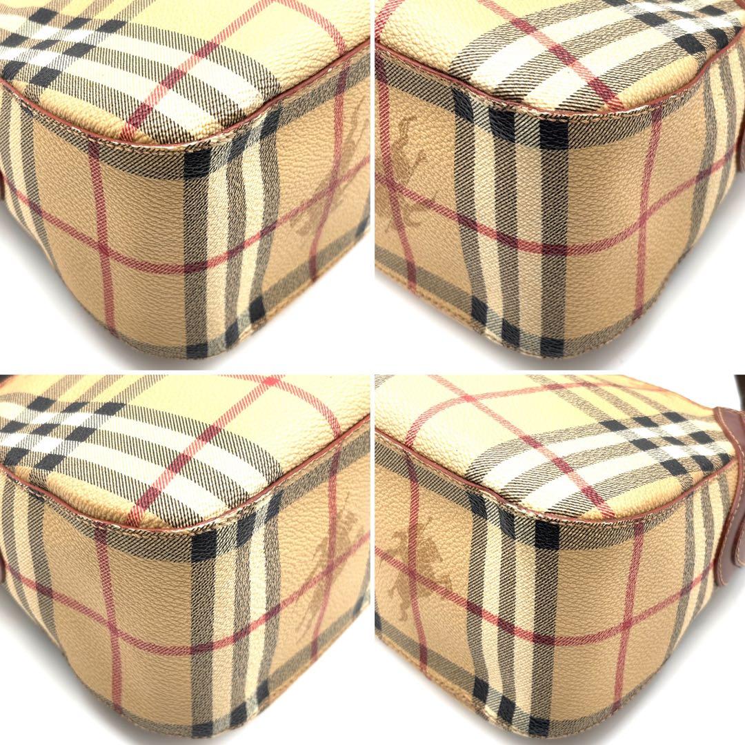 美品 バーバリー ワンショルダー ノバチェック シャドーホース PVC レザー