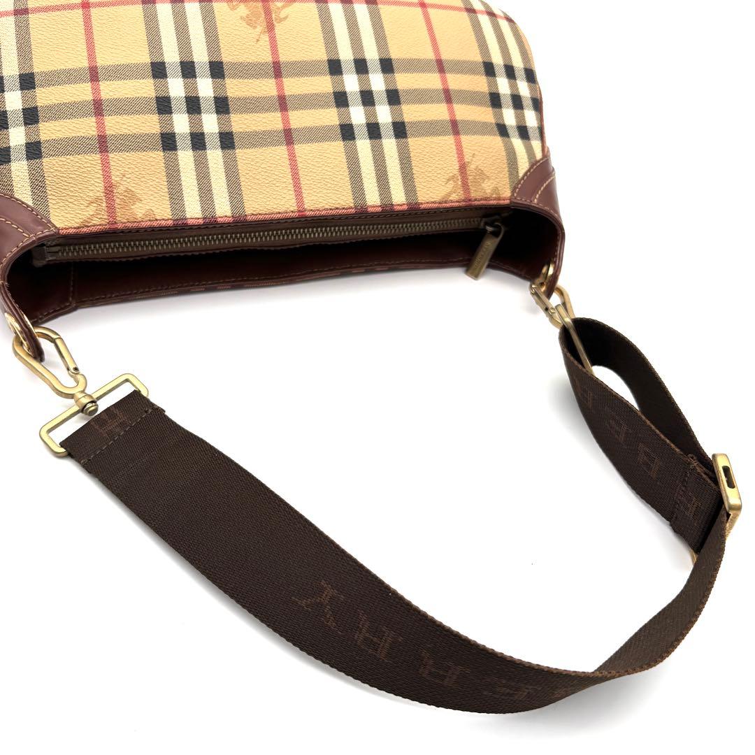 美品 バーバリー ワンショルダー ノバチェック シャドーホース PVC レザー