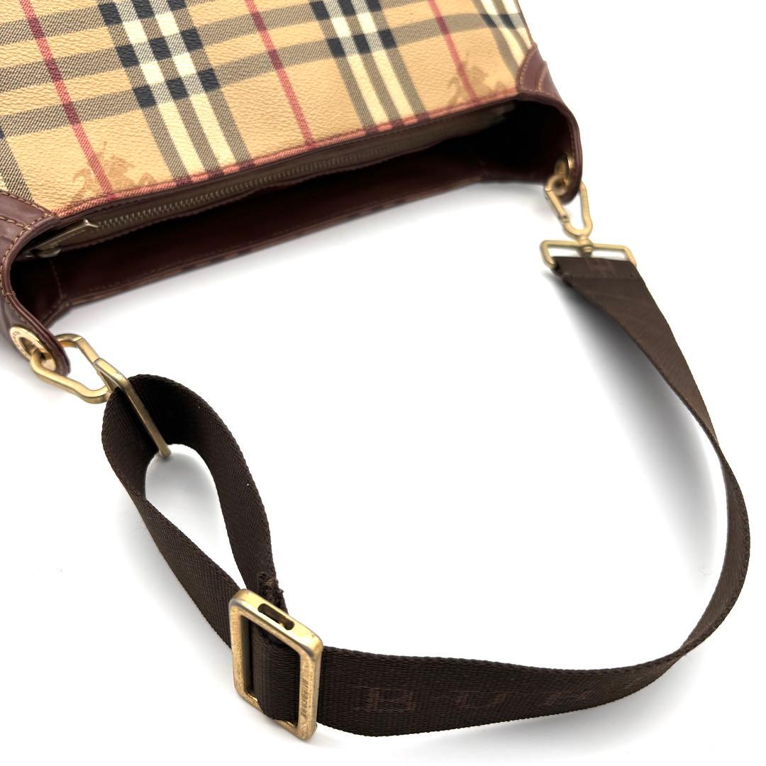 美品 バーバリー ワンショルダー ノバチェック シャドーホース PVC レザー