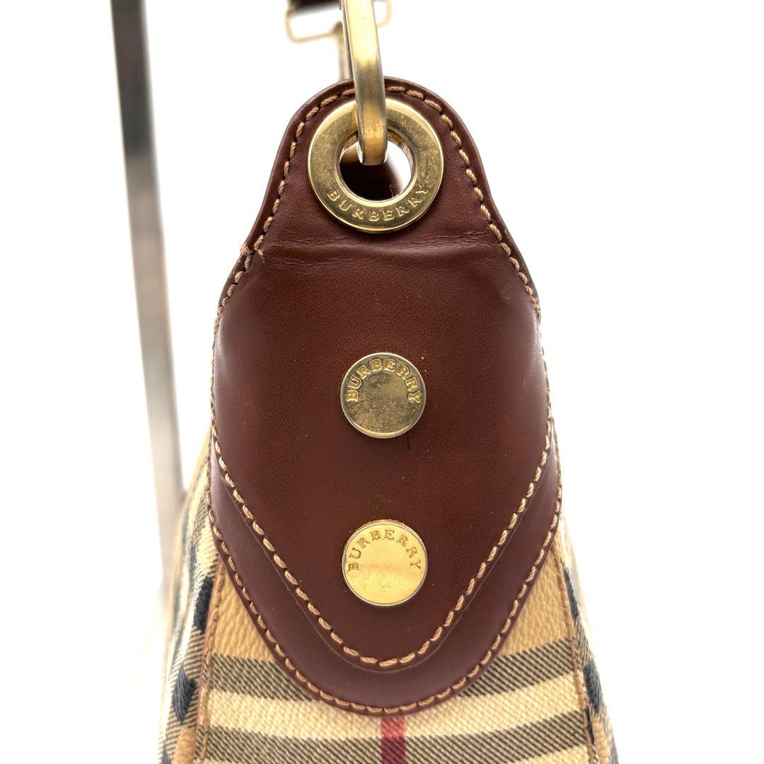 美品 バーバリー ワンショルダー ノバチェック シャドーホース PVC レザー