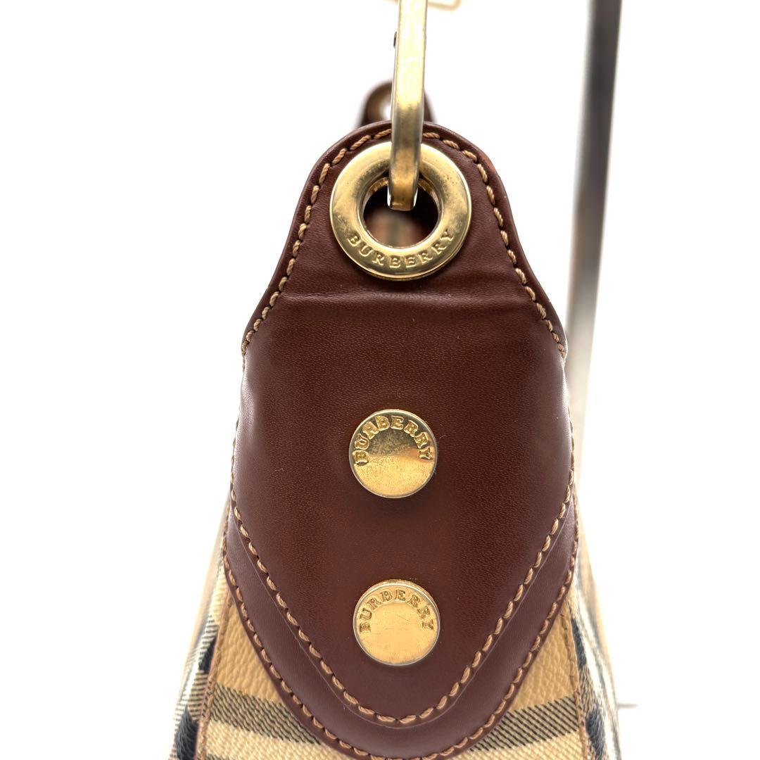 美品 バーバリー ワンショルダー ノバチェック シャドーホース PVC レザー