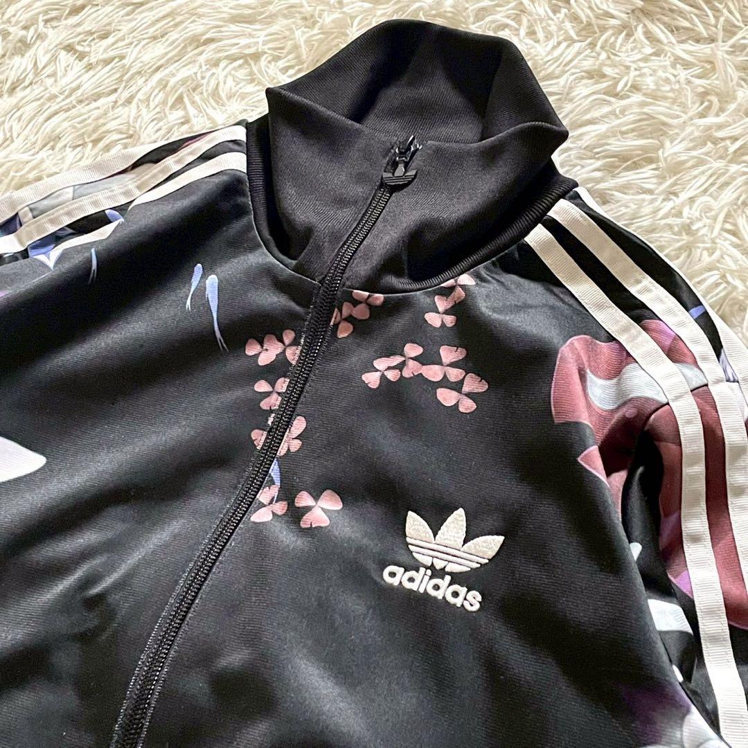 【美品】adidas トラックジャケット トレフォイルロゴ 花柄 L