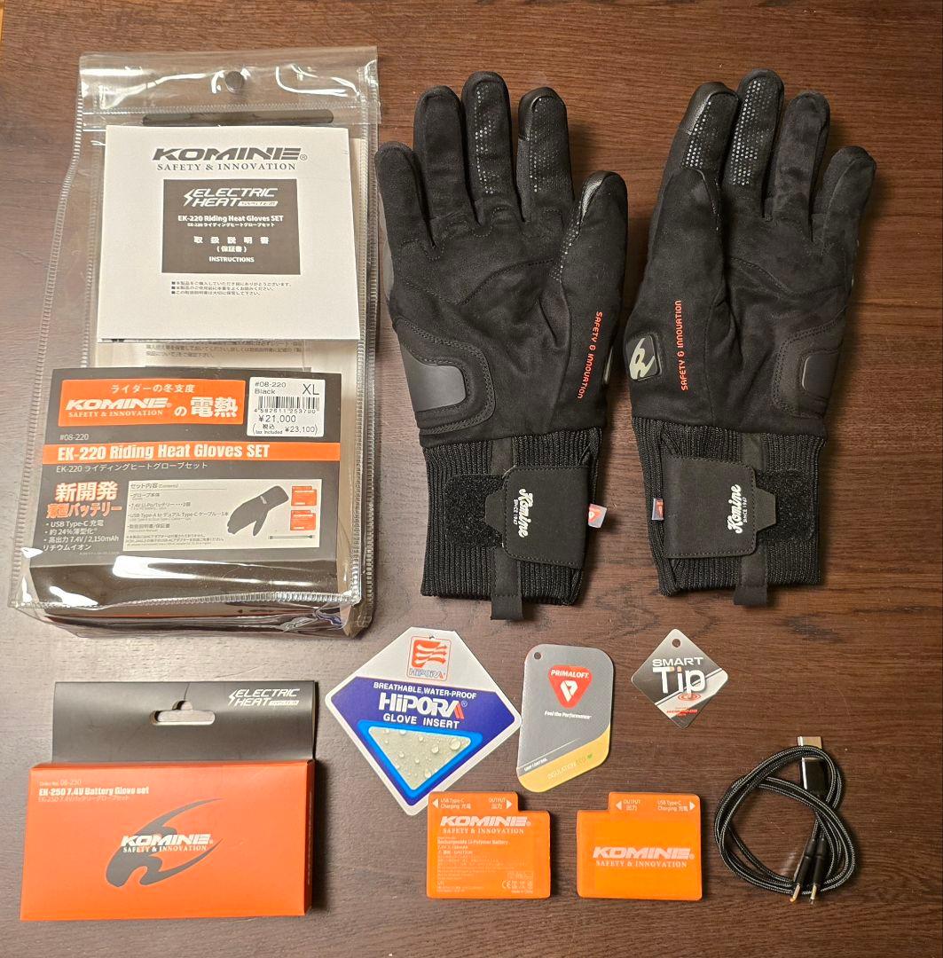 KOMINE EK-220 ライディングヒートグローブセット XL 新品