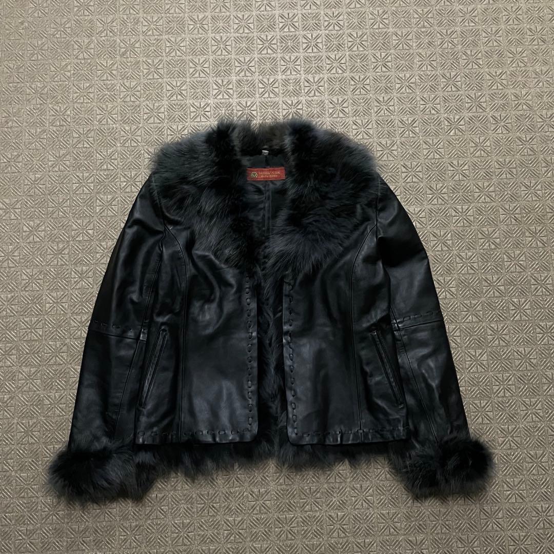 Y2K opium dark core 本革 短丈 ファー ジャケット mode
