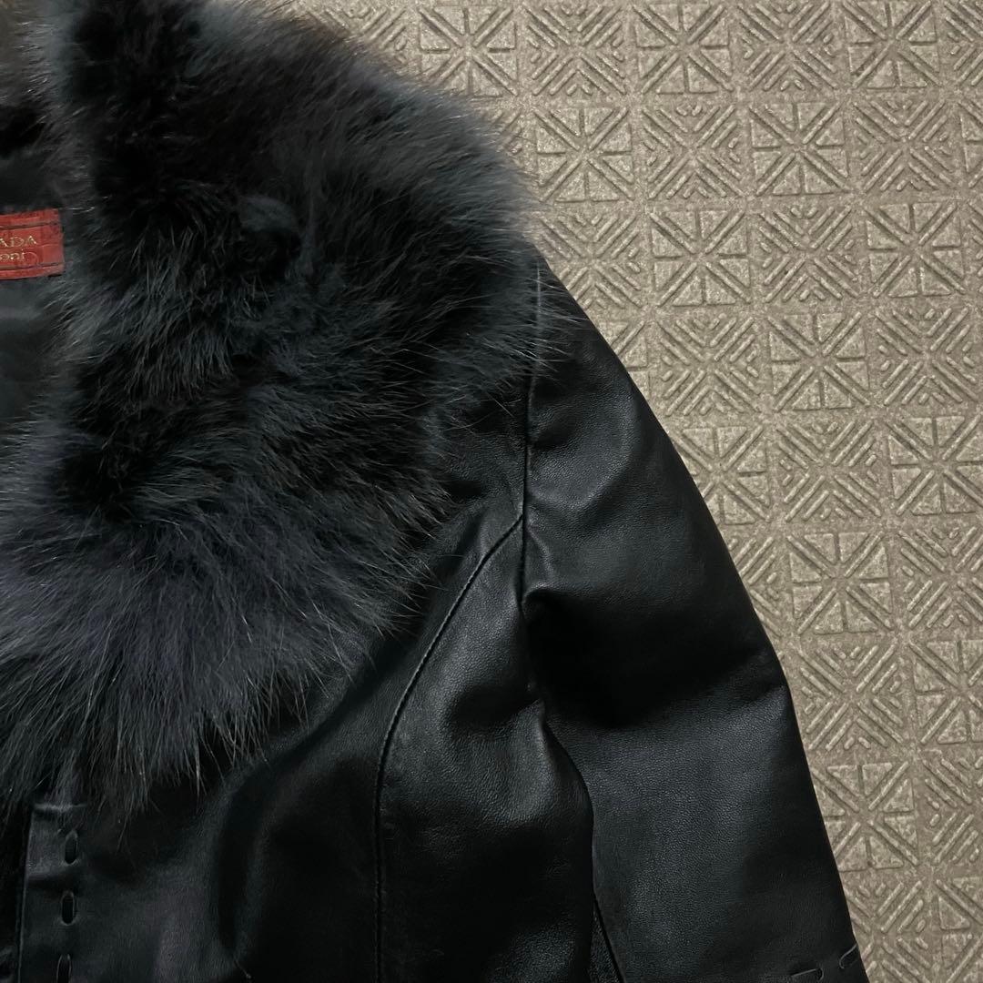 Y2K opium dark core 本革 短丈 ファー ジャケット mode