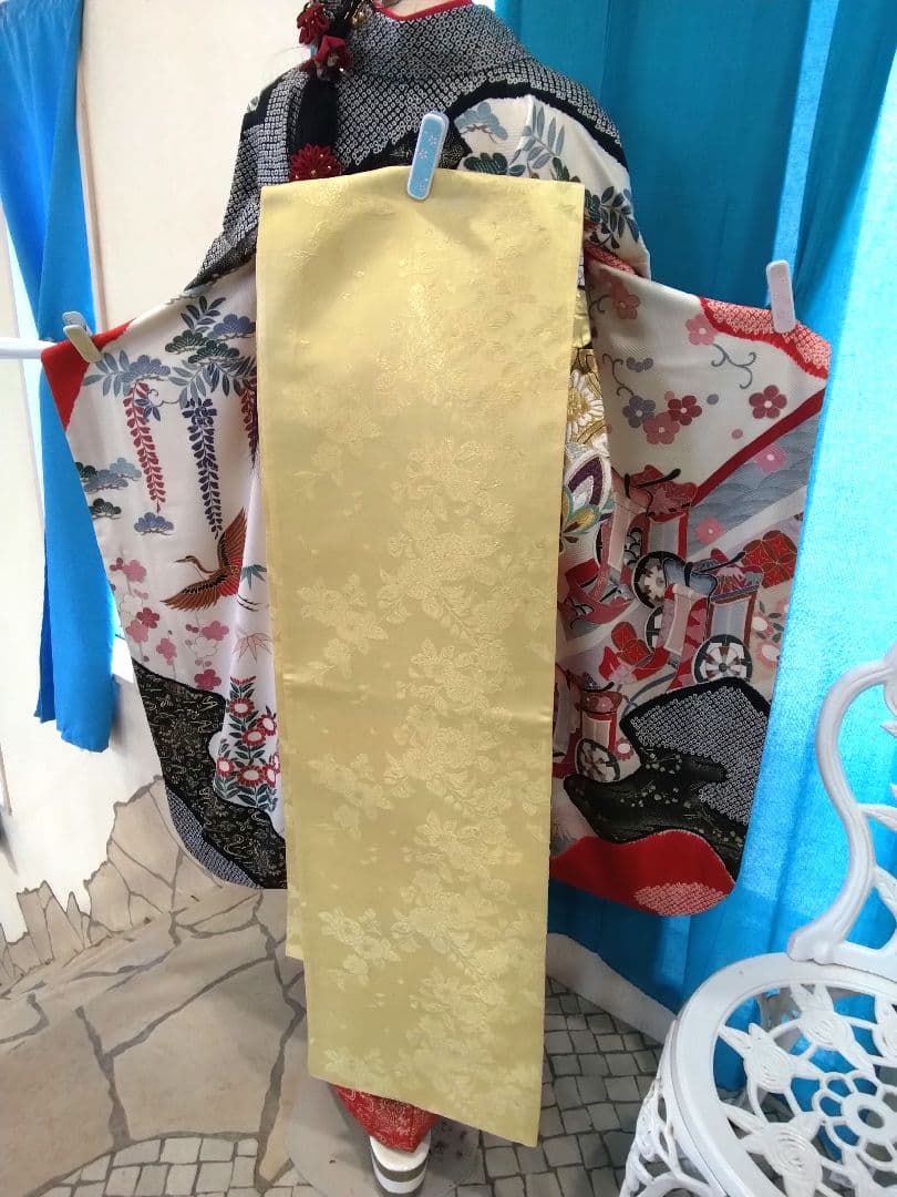 振袖フルセット、正絹絞り振袖、成人式、重ね衿帯揚げ帯締め、西陣袋帯、襦袢