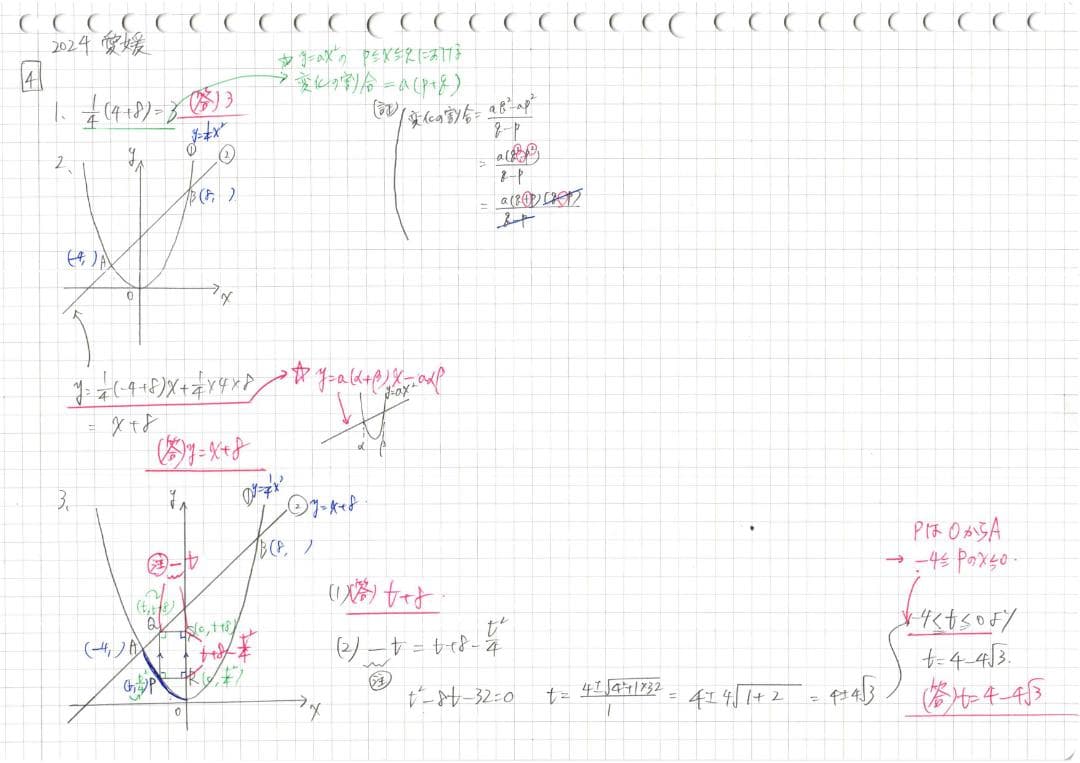 塾講師オリジナル数学解説 全問動画付 愛媛 公立高校入試 2022-24 過去問