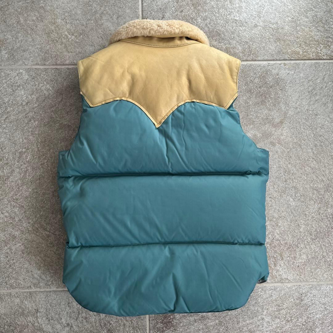 Rocky mountainファー付きレザー襟 ダウンベスト