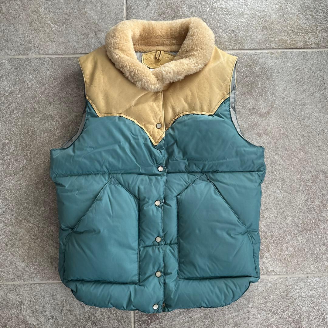 Rocky mountainファー付きレザー襟 ダウンベスト