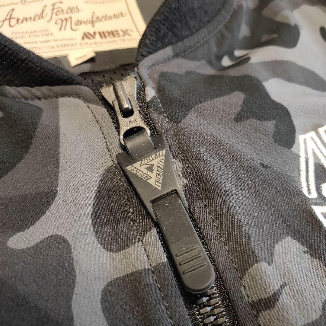 【美品】AVIREX MA-1 ミリタリージャケット 迷彩 ブラック 刺繍