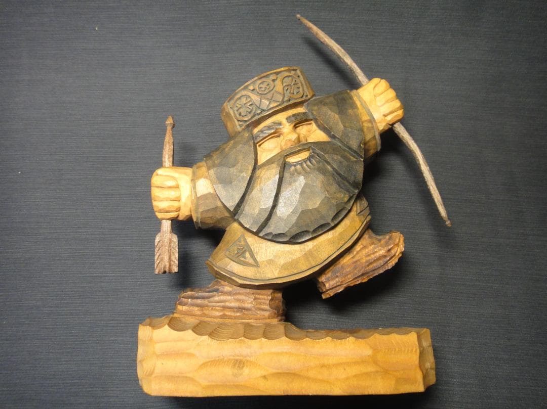 わ*ん様 川上 哲 （さとる）作　アイヌ コロポックル 木彫り 彫刻　藤戸竹喜