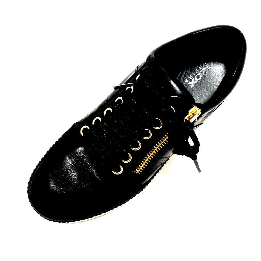 専用 限定⭐GEOX✫本革 スタッズ✫グリッター スニーカー 36 黑 入手困難