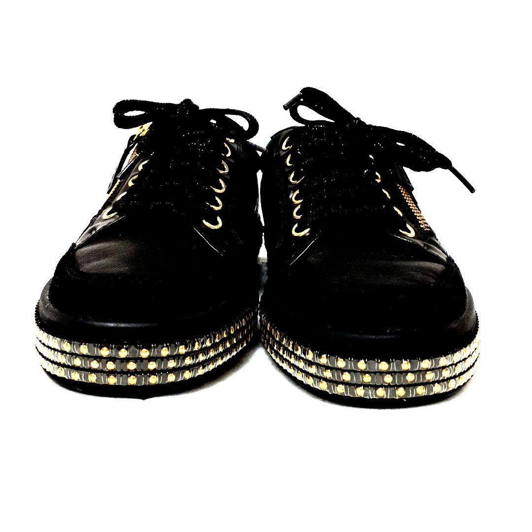 専用 限定⭐GEOX✫本革 スタッズ✫グリッター スニーカー 36 黑 入手困難