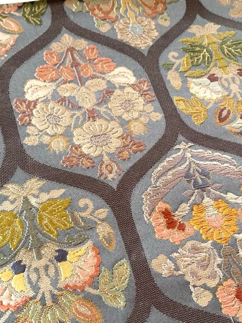 超美品☆新品未使用♪古典的ブルーグレーの豪華袋帯/京都大丸お誂