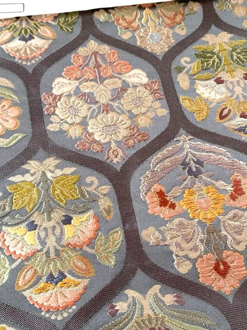 超美品☆新品未使用♪古典的ブルーグレーの豪華袋帯/京都大丸お誂