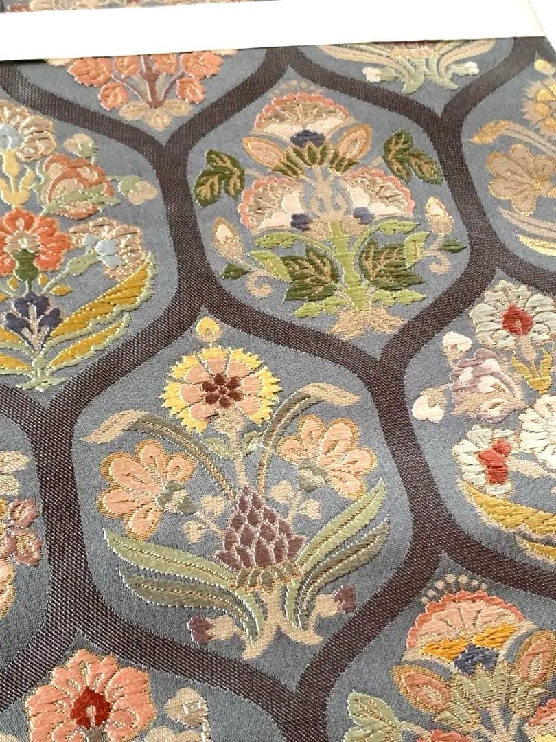 超美品☆新品未使用♪古典的ブルーグレーの豪華袋帯/京都大丸お誂