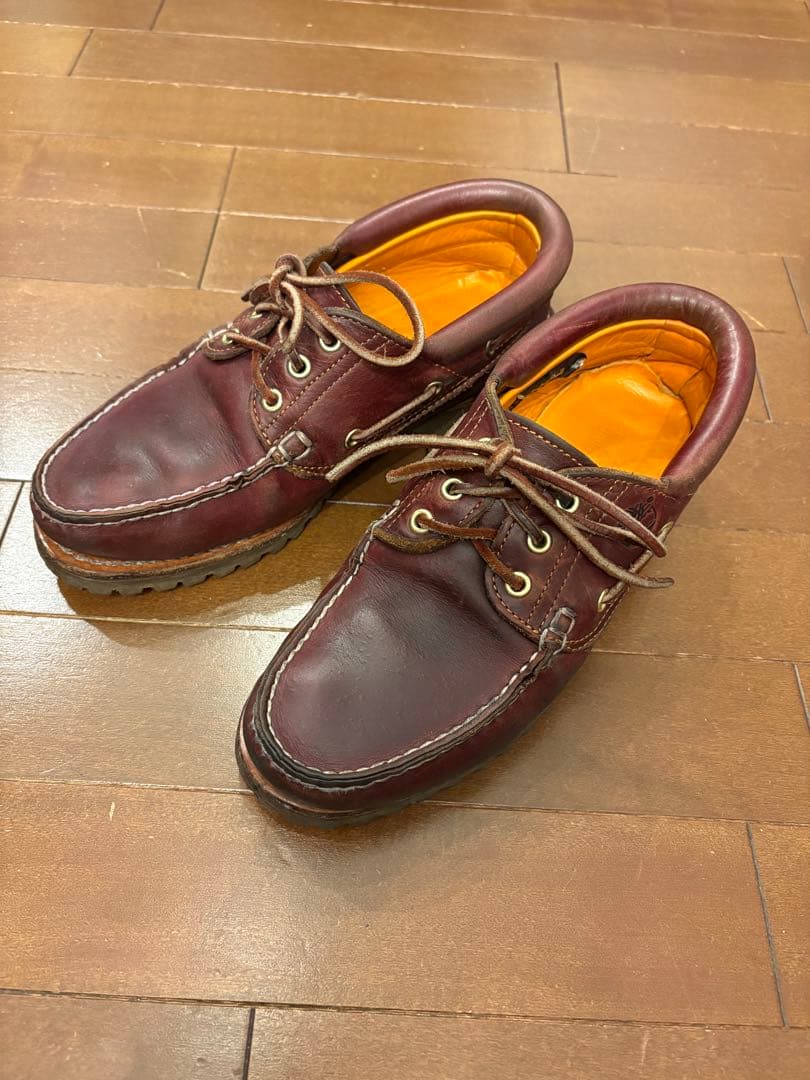ティンバーランド　バーガンディ レザー デッキシューズ