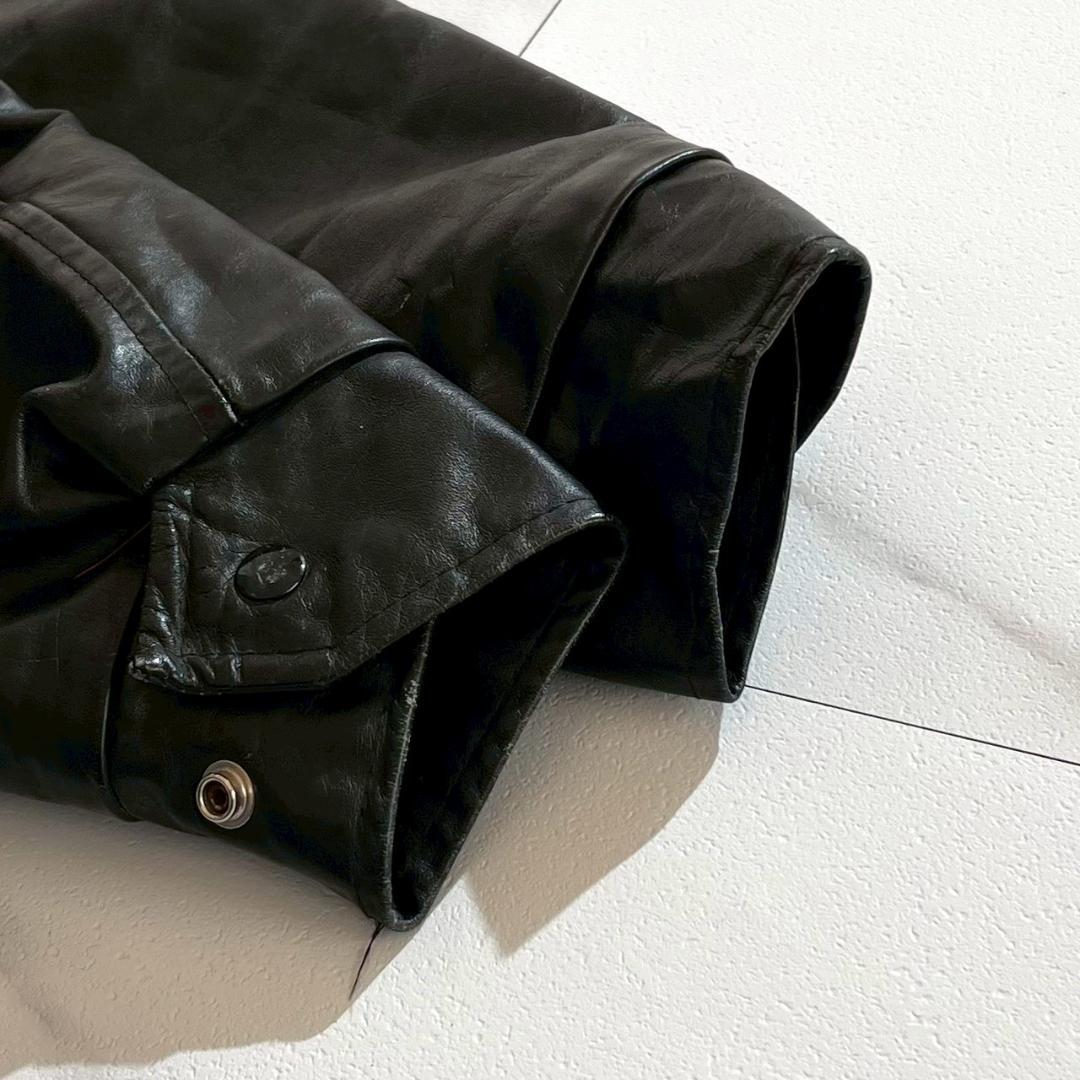 希少70s　ヴィンテージ　スタジャン　袖レザー　ウールメルトン　キルティング　緑