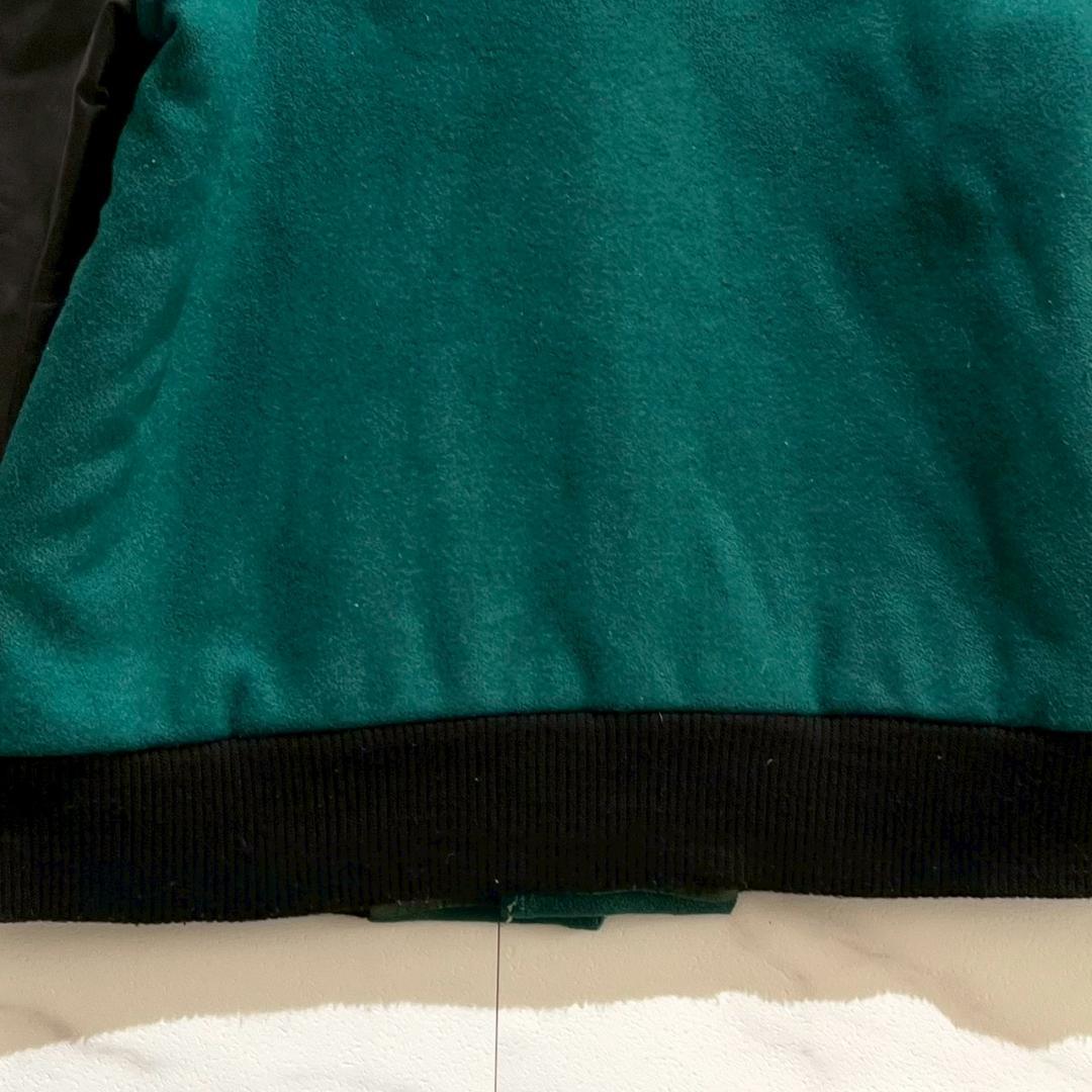 希少70s　ヴィンテージ　スタジャン　袖レザー　ウールメルトン　キルティング　緑