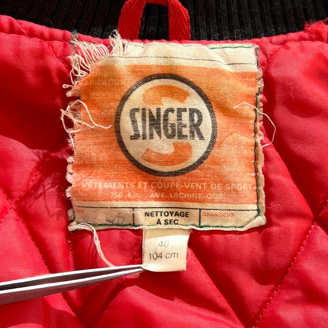 希少70s　ヴィンテージ　スタジャン　袖レザー　ウールメルトン　キルティング　緑